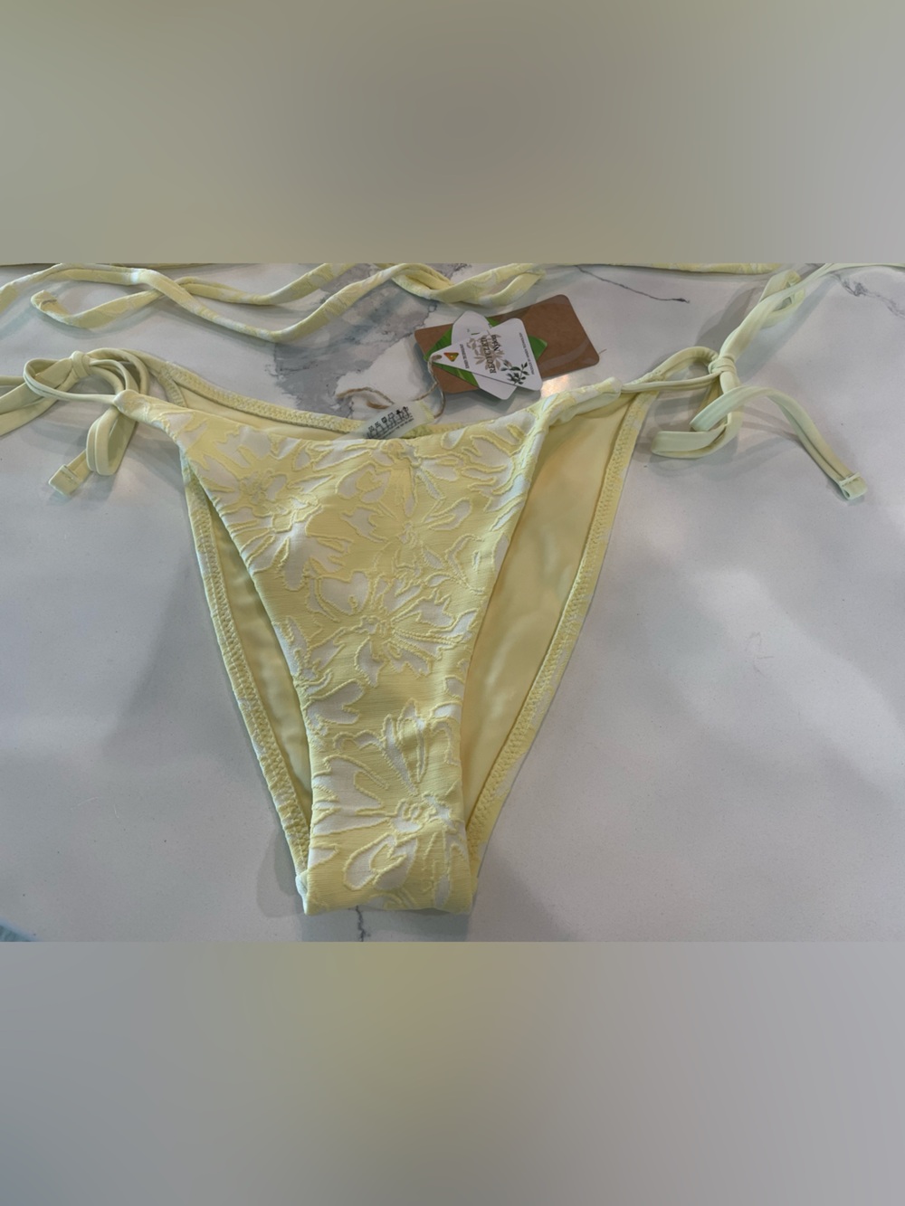 Berlook Textured Bloom Yellow Tie-Front Bikini Set - Picture 5 of 9